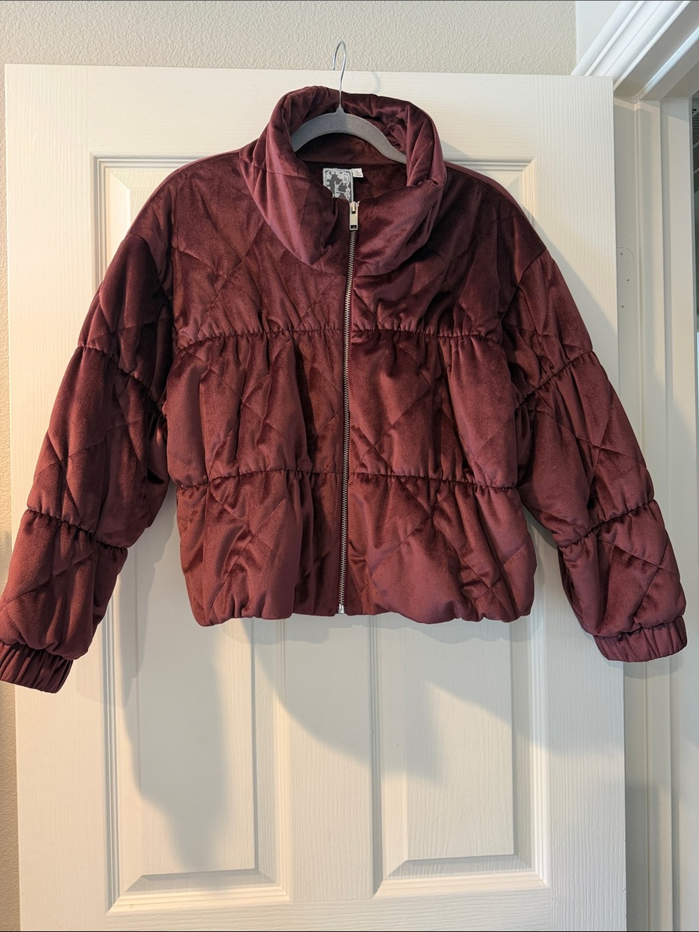 Sadie & Sage Maroon Quilted Puffer Jacket